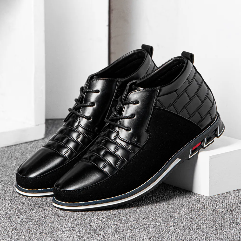 kkboxly kkboxly Men round Toe Comfy Soft Sole Lace-Up Business Casual Leather Ankle Boots