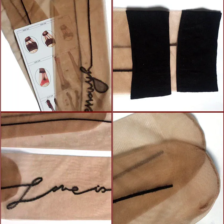 Knee High Socks New Jacquard Letter Back Vertical Line Stockings