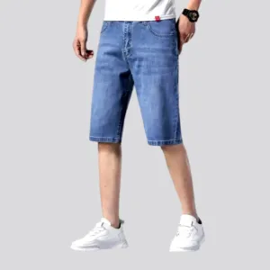 Knee-length men's denim shorts