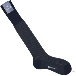 Knee Socks - Shadow Stripes - Navy / Grey - Pure Cotton