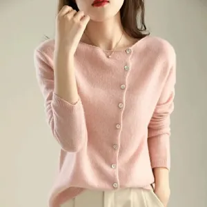 Knit cardigan women early autumn thin new cardigan design sense long sleeve fleece sweater outside sweater coat