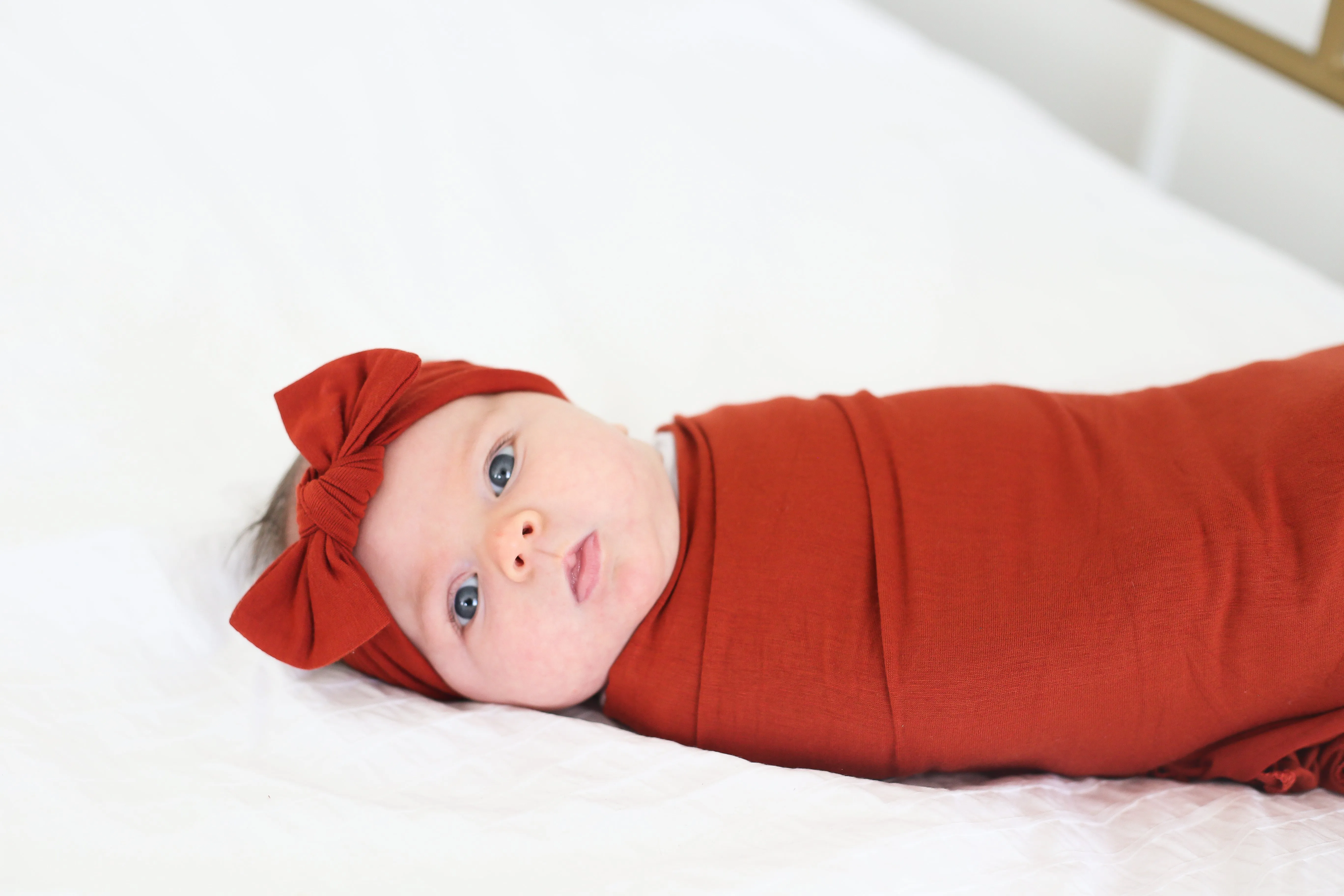 Knit Headband Bow - Rust