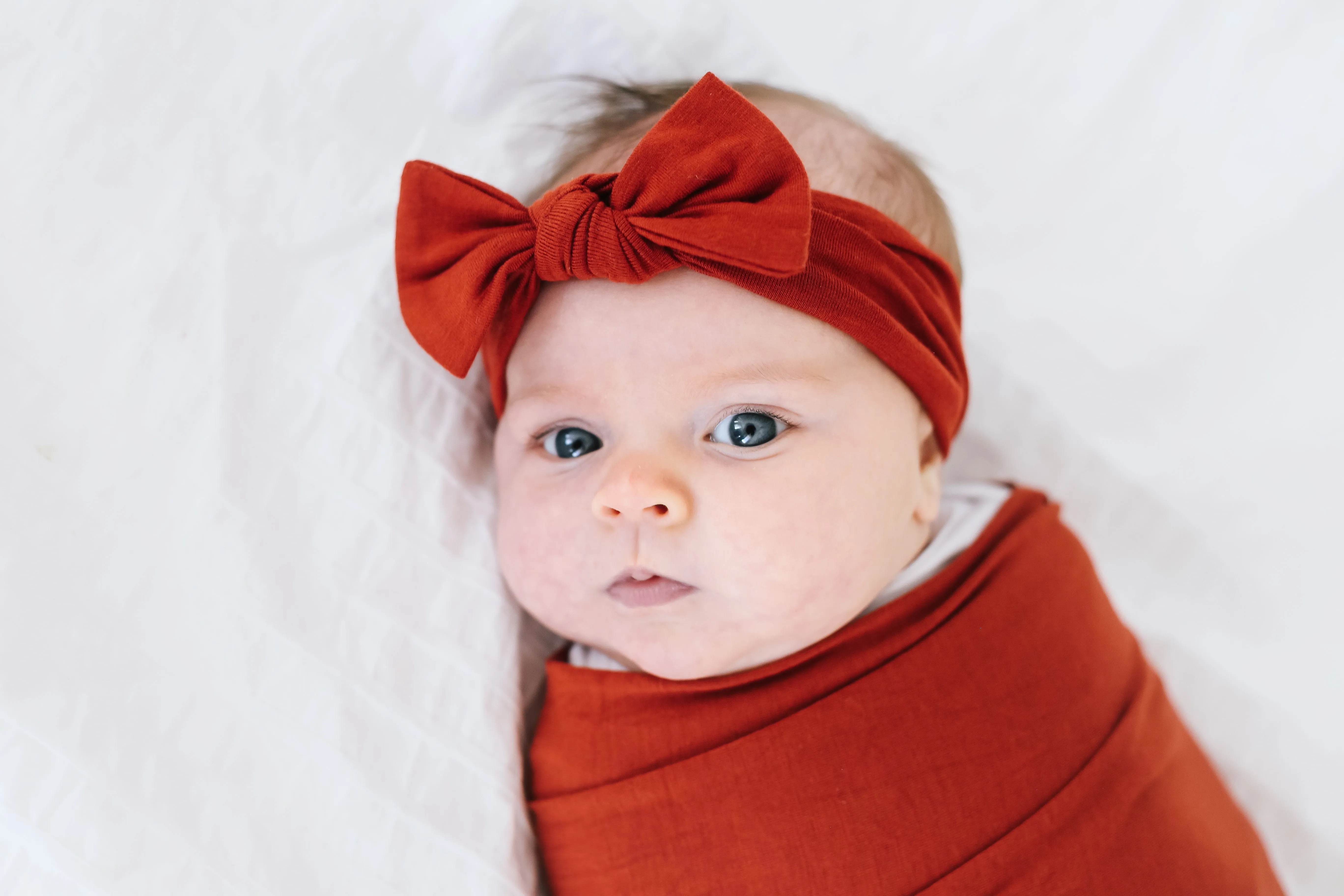 Knit Headband Bow - Rust