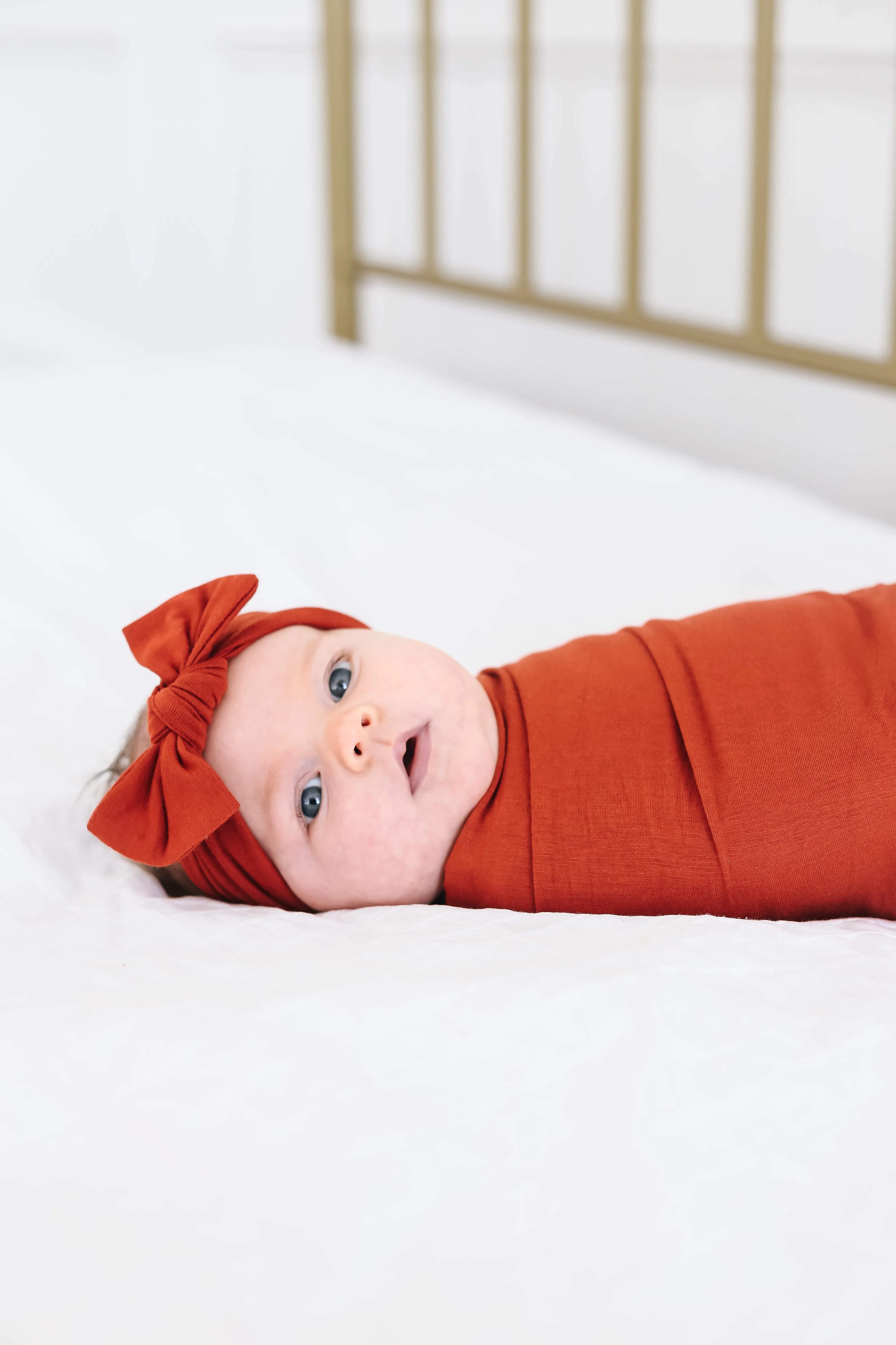 Knit Headband Bow - Rust