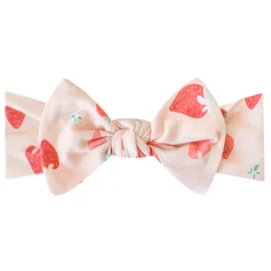 Knit Headband Bow - Strawberry