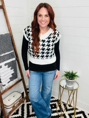 Knit Houndstooth Sweater Vest