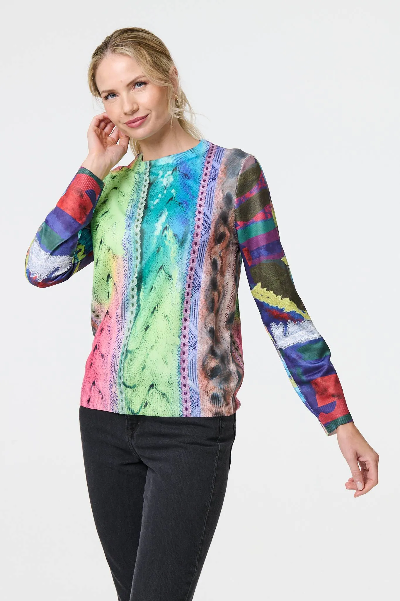 Knit Print Long Sleeve Jumper