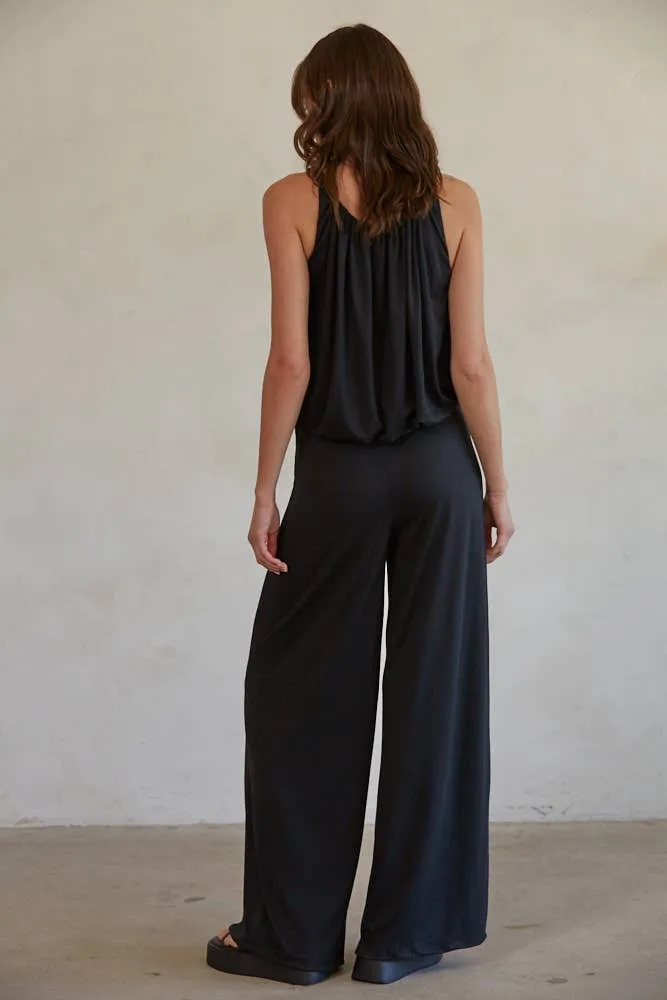 Knit Rayon Spandex Wide Leg Jumpsuit