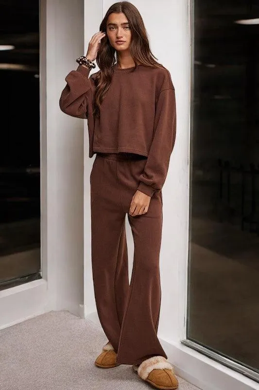 Knit Sweat Top and Pants Athleisure Lounge Set