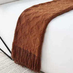 Knit Throw Blanket with Fringe