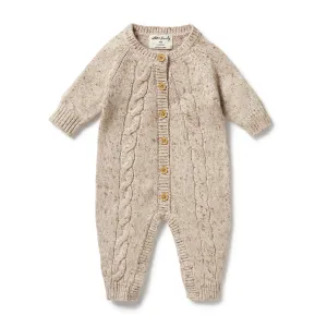 Knitted Cable Growsuit | Almond Fleck