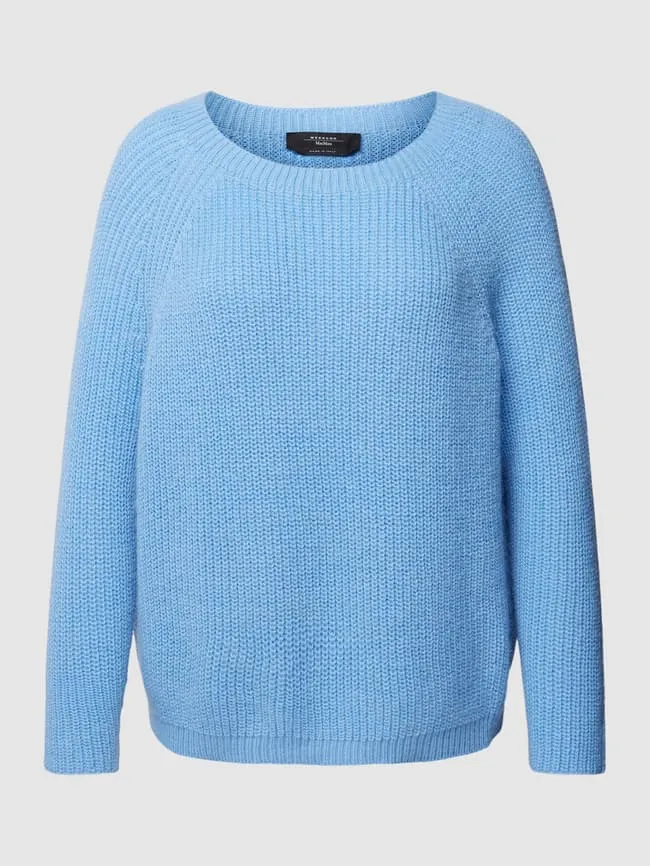 Knitted crew neck sweater model "XENO" Weekend Max Mara, light blue