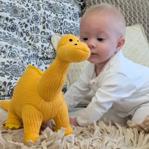 Knitted Diplodocus Yellow Cuddly Soft Toy