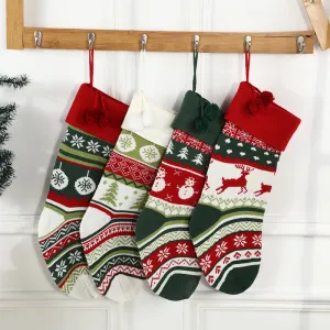 Knitted Fair Isle Customised Personalized Christmas Stockings, X'mas Hanging Home Decor Socks, Embroidered Xmas Stockings, Embroidery Gift