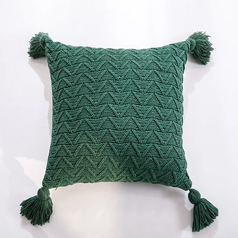 Knitted Pillow With Tassels