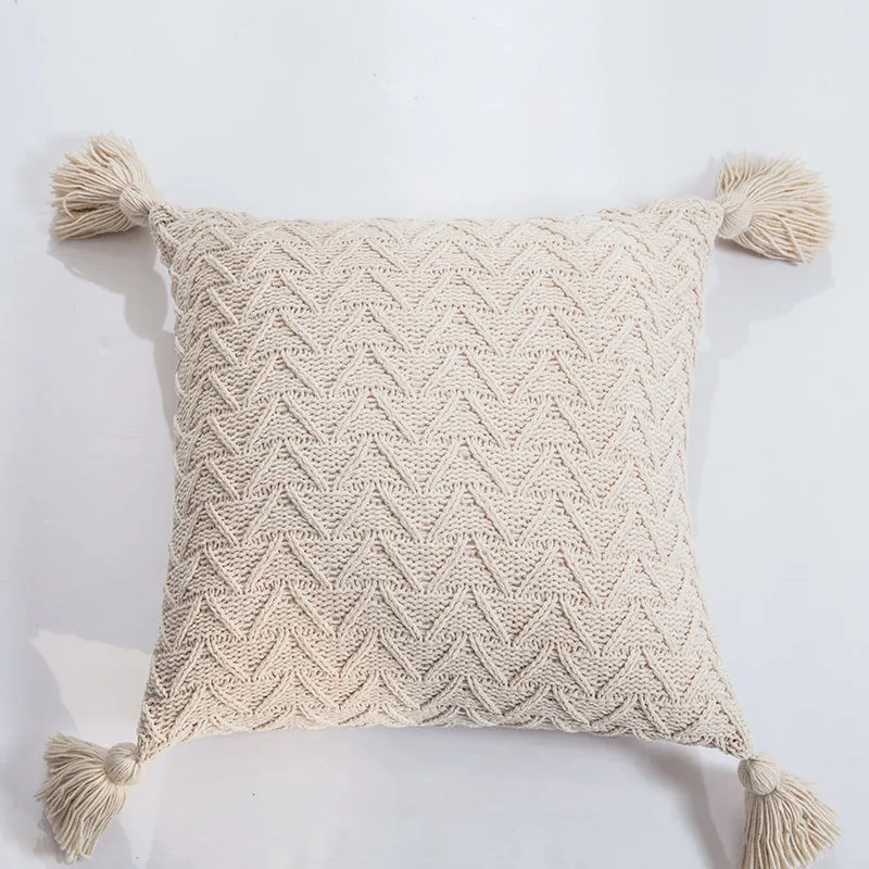 Knitted Pillow With Tassels