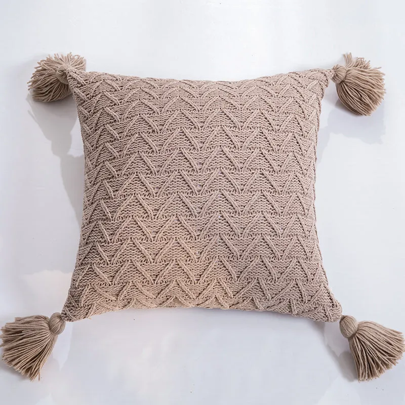 Knitted Pillow With Tassels