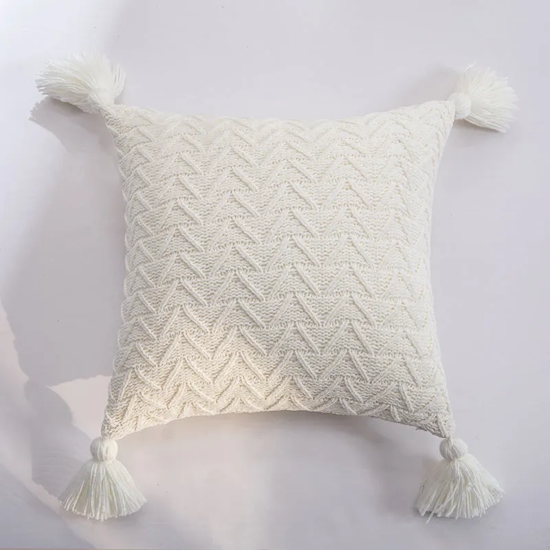 Knitted Pillow With Tassels