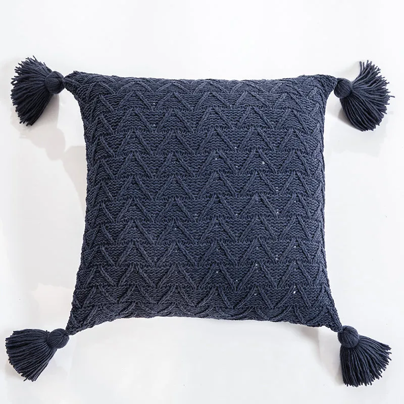 Knitted Pillow With Tassels