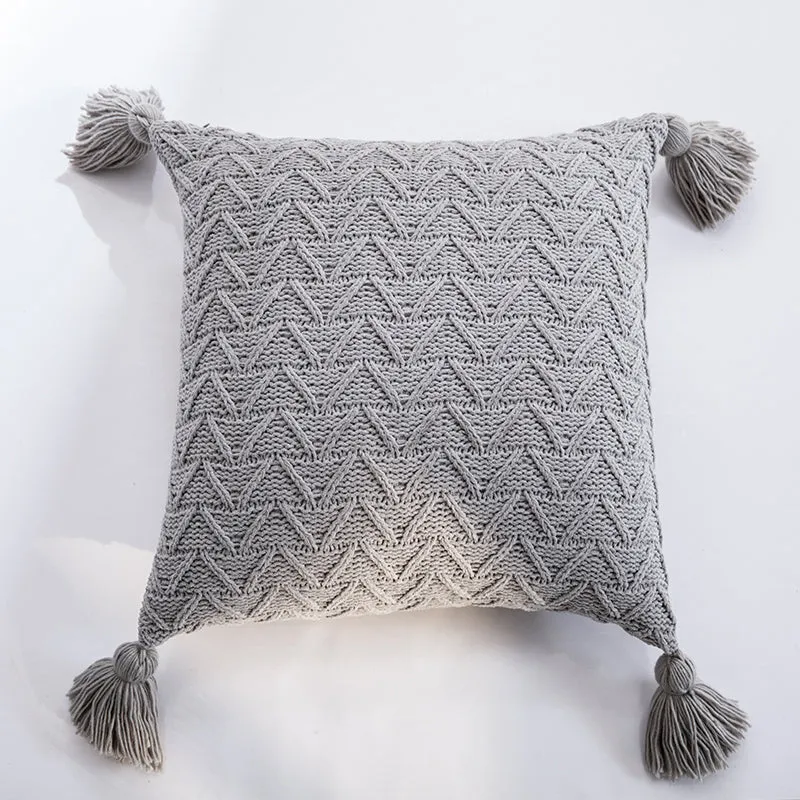 Knitted Pillow With Tassels