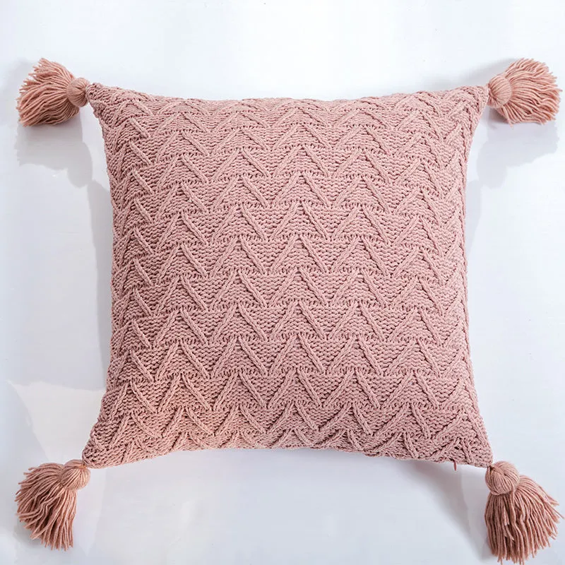 Knitted Pillow With Tassels