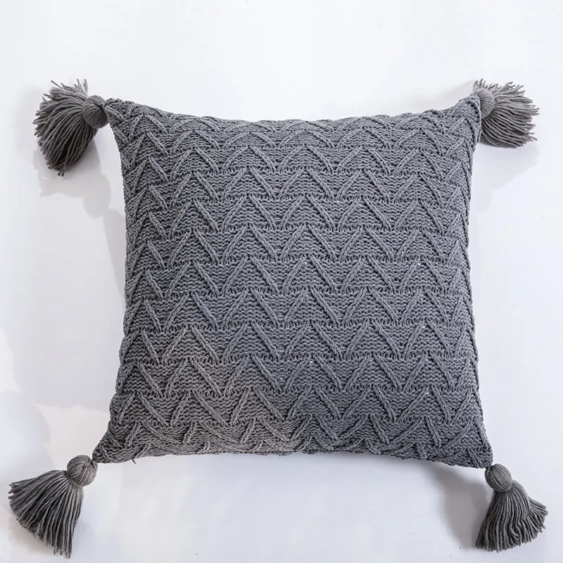 Knitted Pillow With Tassels