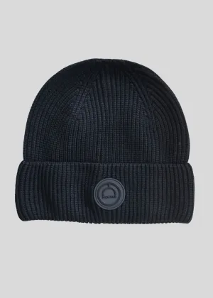 Knitted Wool Hat with Logo - Black