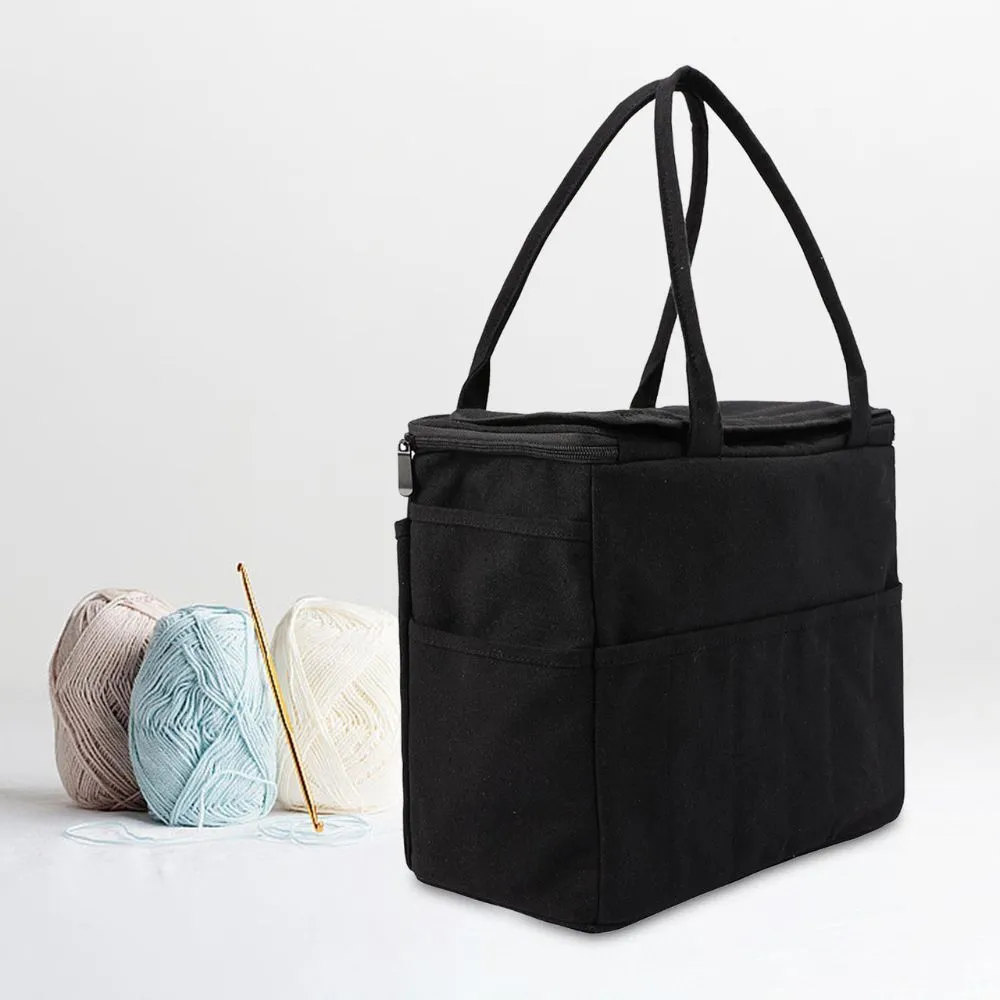 Knitting & Crochet Bag - Black Canvas