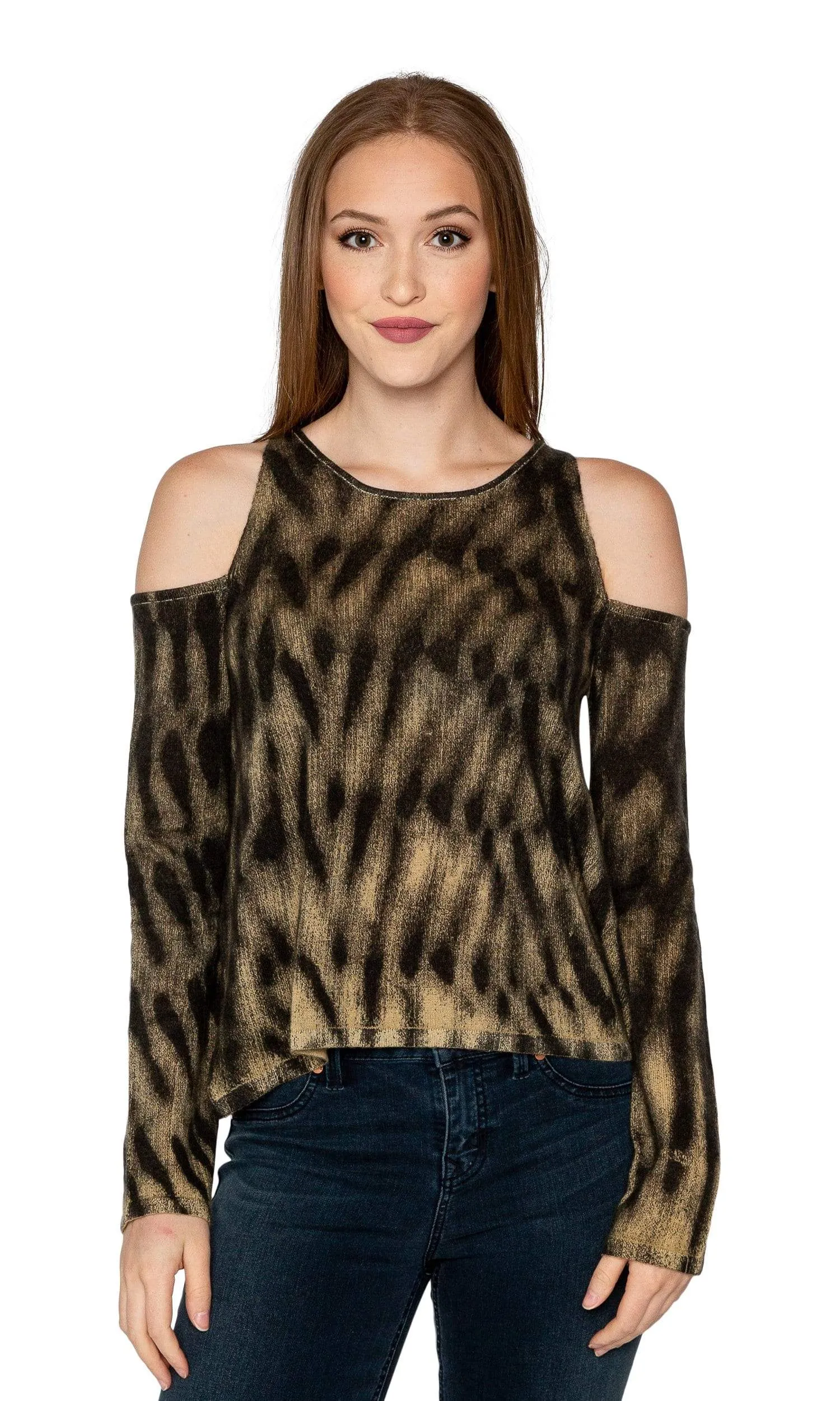 Knitwit Cold Shoulder Cashmere Sweater - Black / Brown