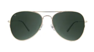 Knockaround Mile Highs Gold Metallic Frame - Aviator Green Lens - Polarized Sunglasses