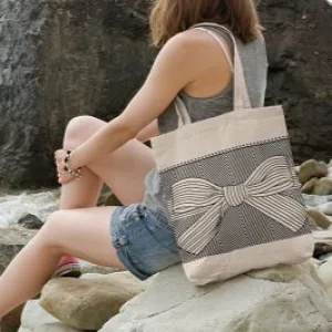 Knot White - 100% Cotton Canvas Eco-Friendly Tote Bag with Zip