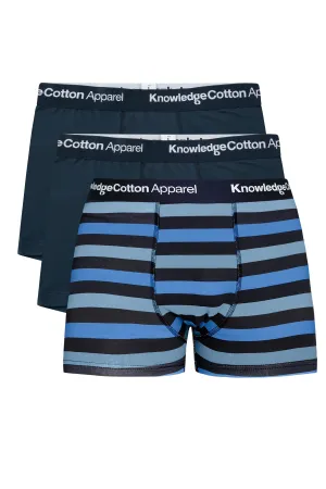 Knowledge Cotton 3-pack Blue Stripe Underwear - GOTS/Vegan