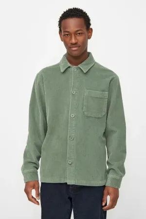 Knowledge Cotton Stretched 8-Wales Corduroy Overshirt in Lily Pad - GOTS/Vegan