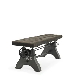 KNOX Adjustable Bench Dining to Bar Height - Steel Base - Gray Velvet Seat