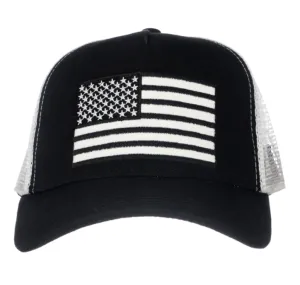 Knuckleheads - Boys USA Flag Trucker Hat in Black and White (12-24mo)