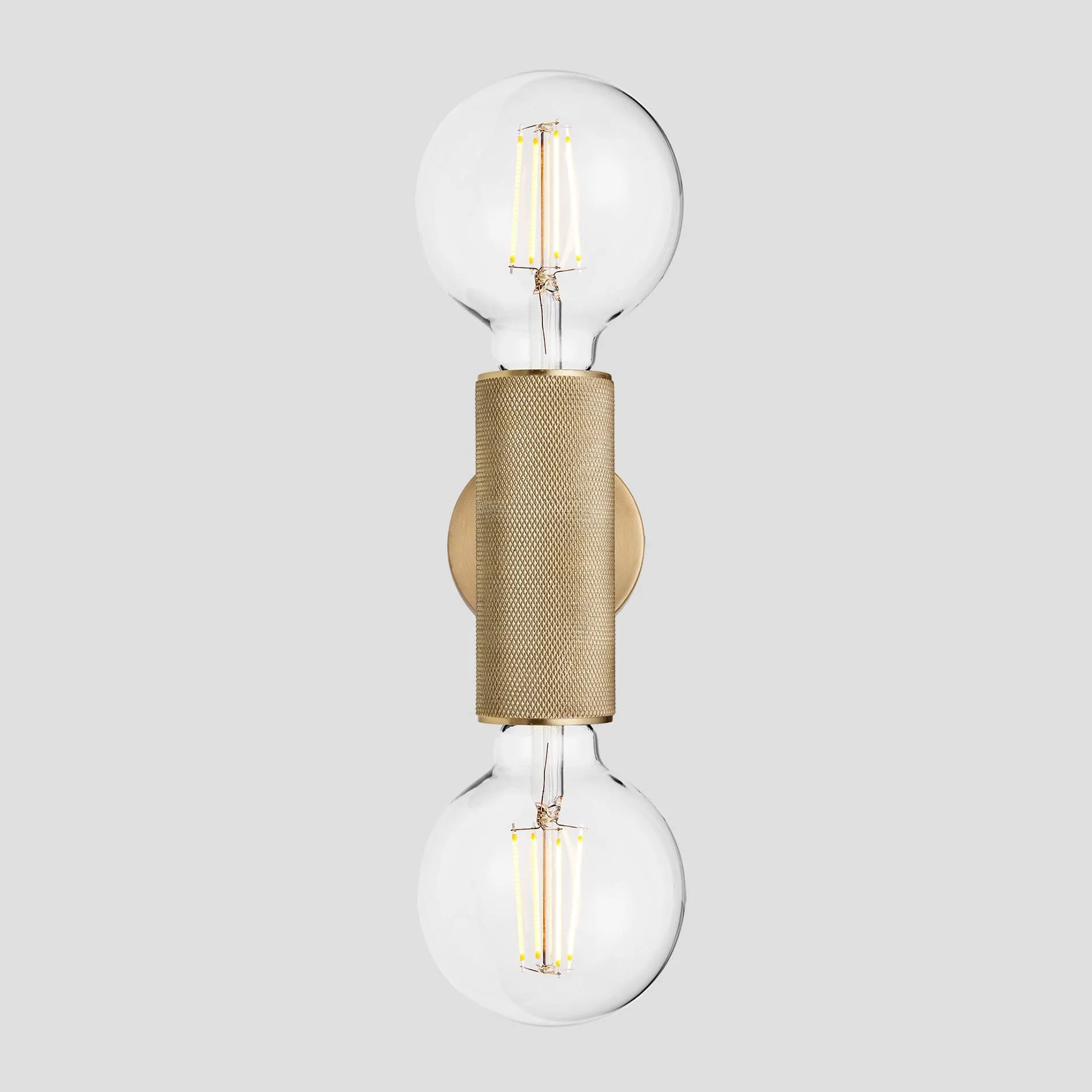 Knurled Edison Double Wall Light - Brass