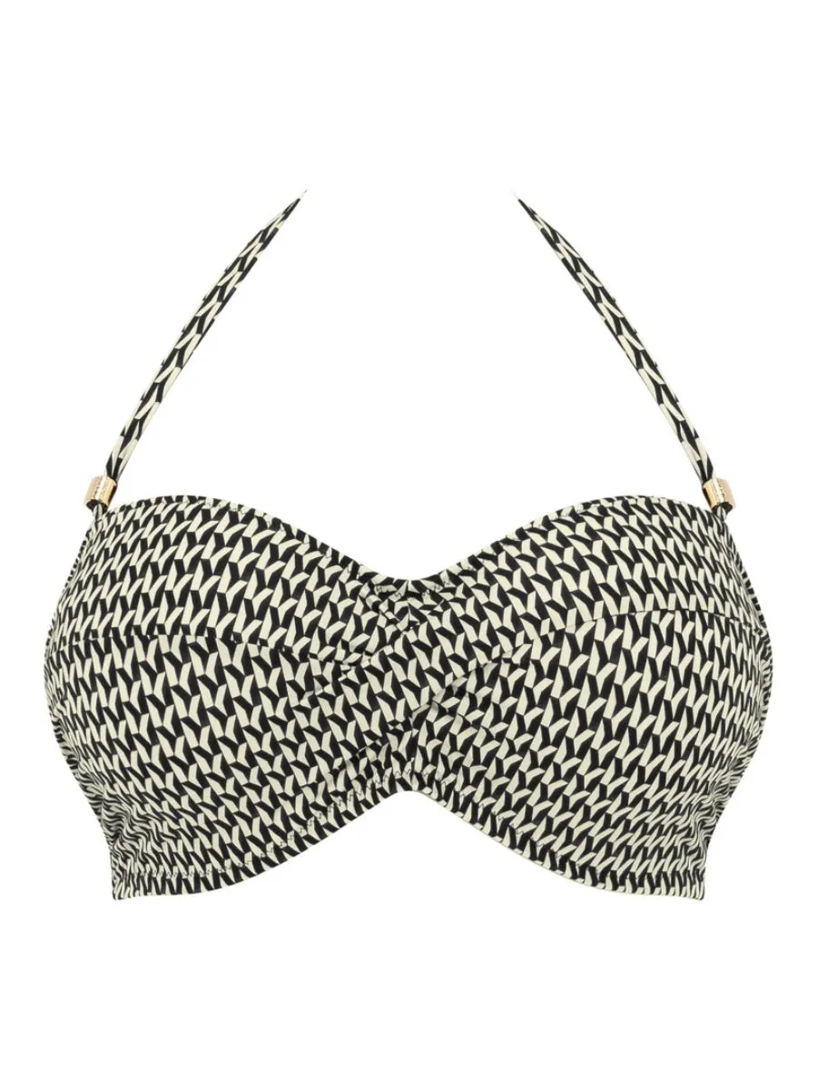 Koh Lipe Twist Bandeau Bikini Top - Black & Cream