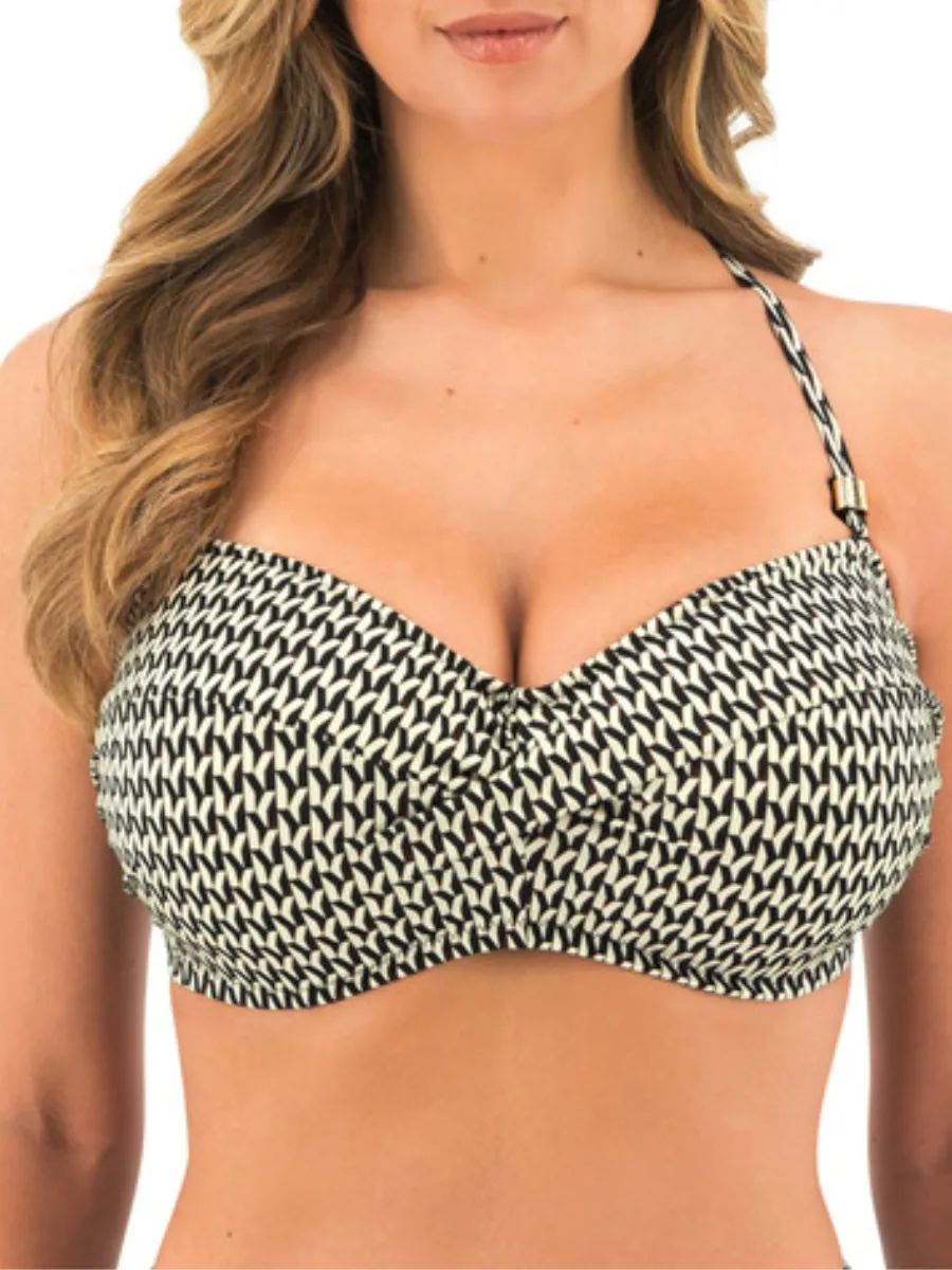 Koh Lipe Twist Bandeau Bikini Top - Black & Cream