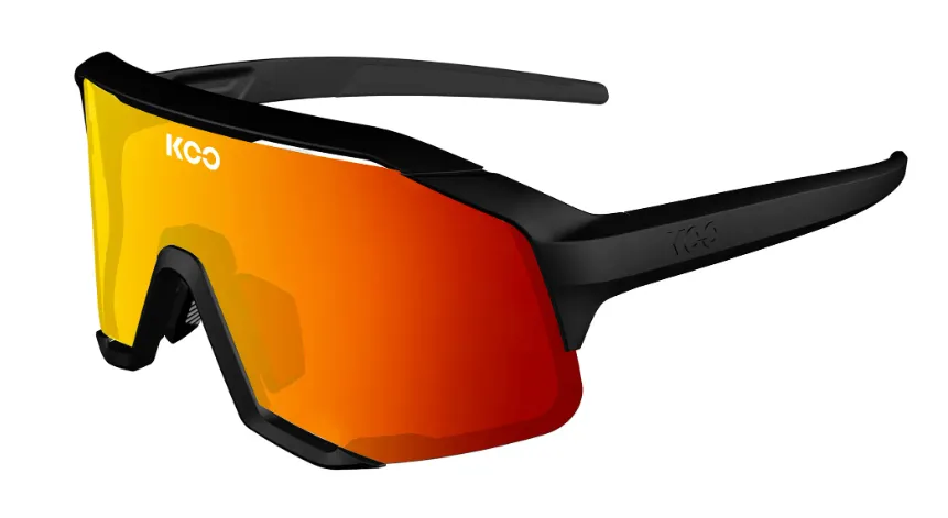 KOO Demos Cycling Sport Sunglasses Black Matt / Red Mirror Zeiss Lenses