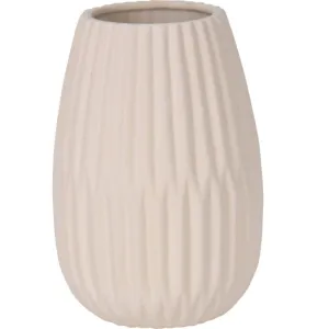 Koopman 20cm White Ribbed Vase