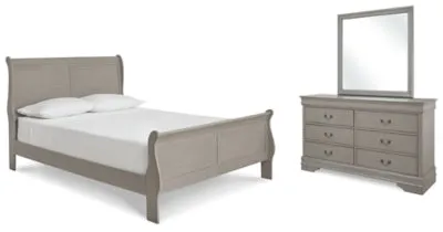 Kordasky Queen Sleigh Bed with Mirrored Dresser