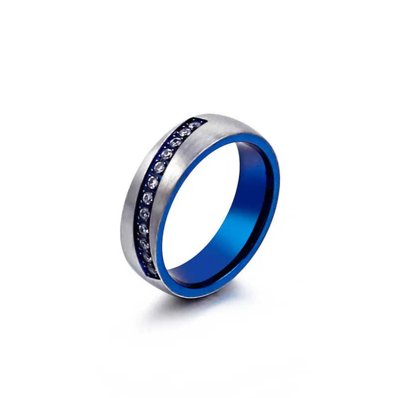 Korean-Inspired Zircon-Studded Titanium Steel Rings for Men and Women - Fashionable Stainless Steel Jewelry Accessories