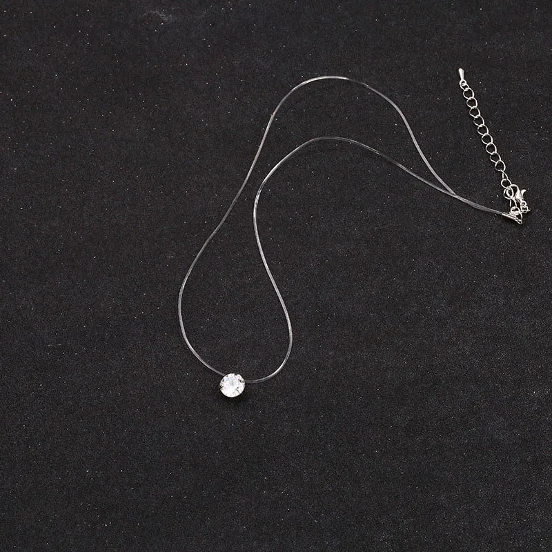 Korean version of the creative transparent fishing line invisible necklace with diamond zircon clavicle chain