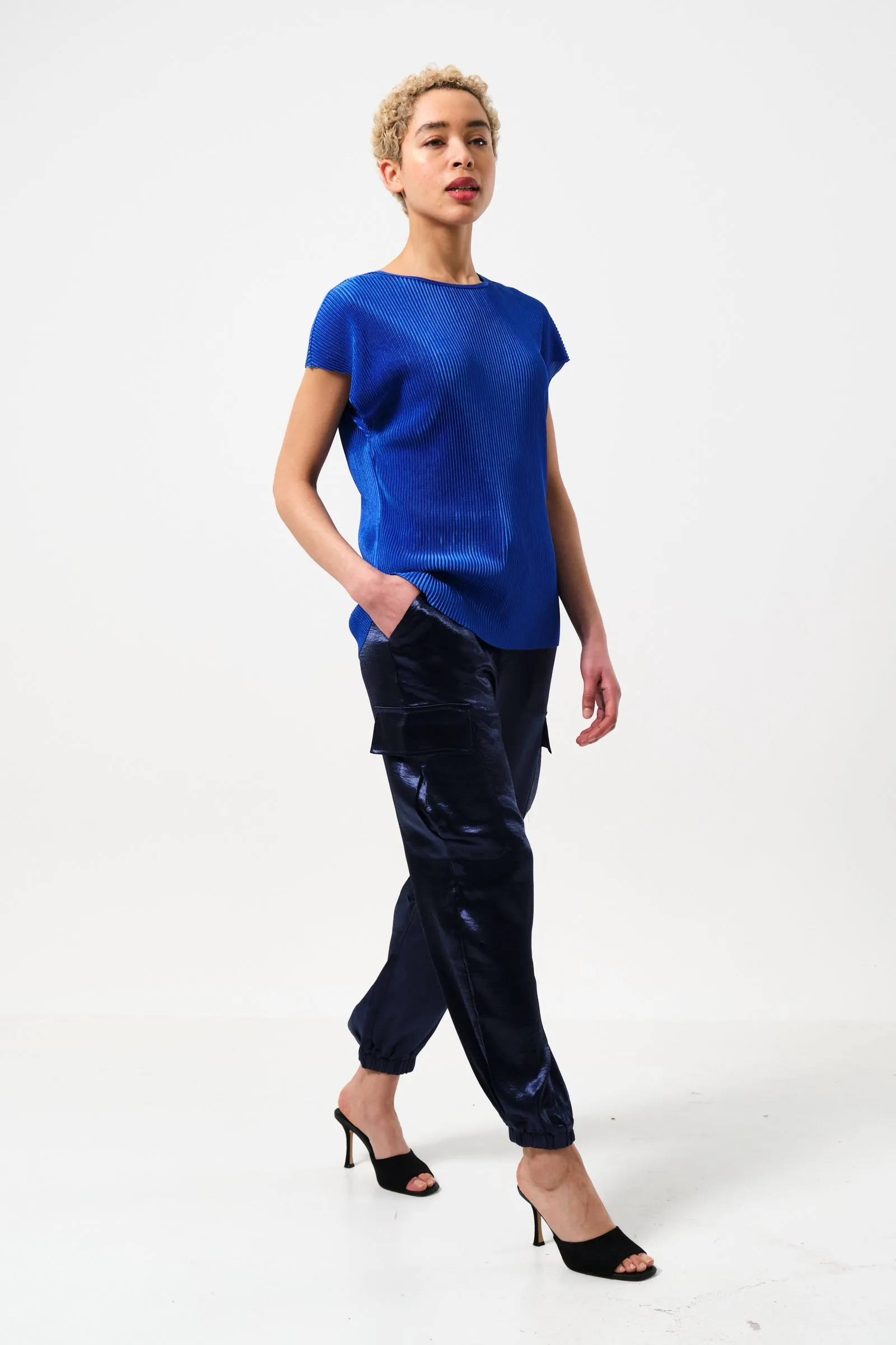 Korine Pleated Top Cobalt Blue