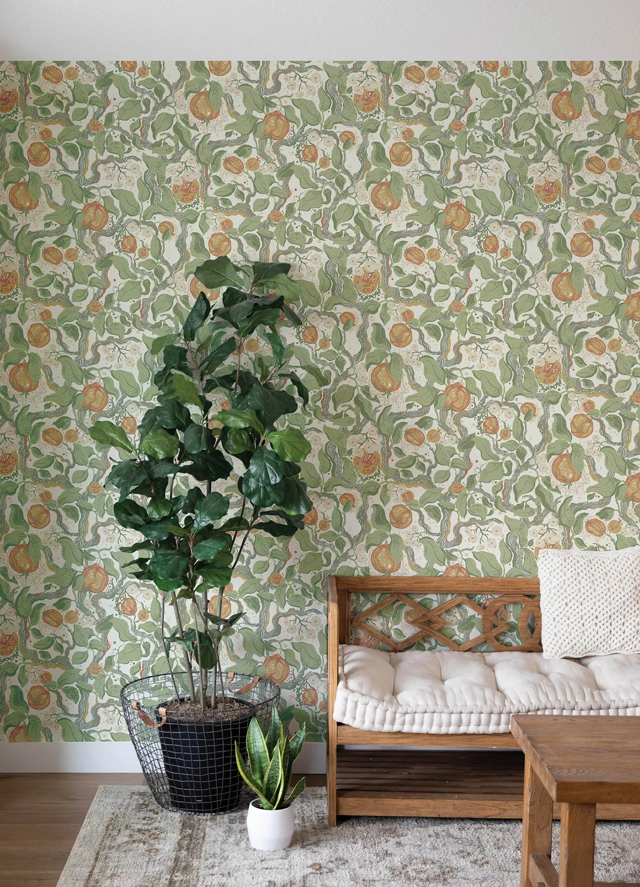 Kort Sage Fruit and Floral Wallpaper