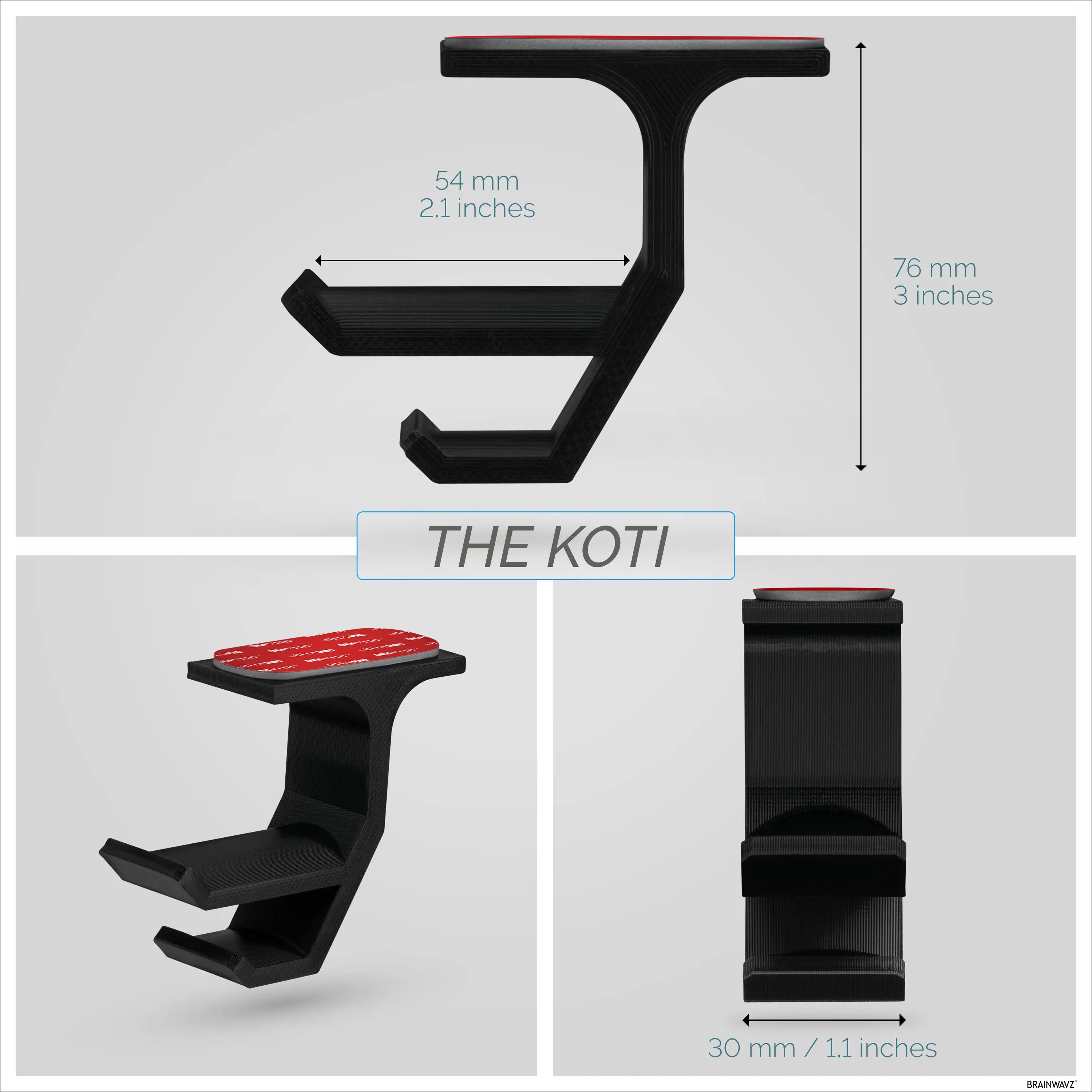 Koti - Under Desk Headphone Hanger  Holder With Cable Storage