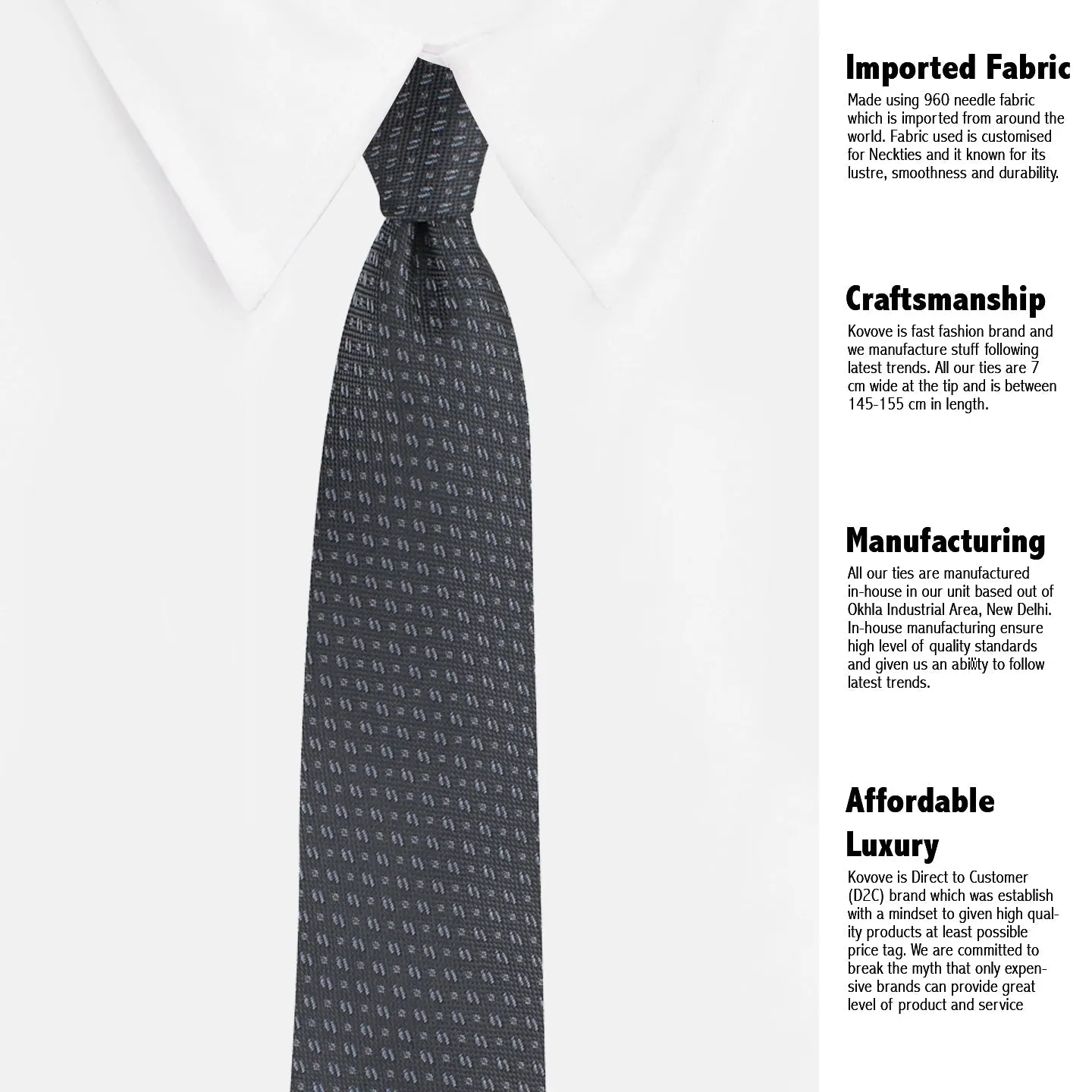 Kovove Black Abstract Neck Tie For Men