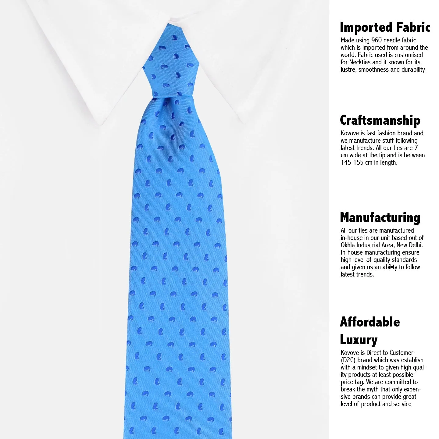 Kovove Blue Abstract Neck Tie For Men