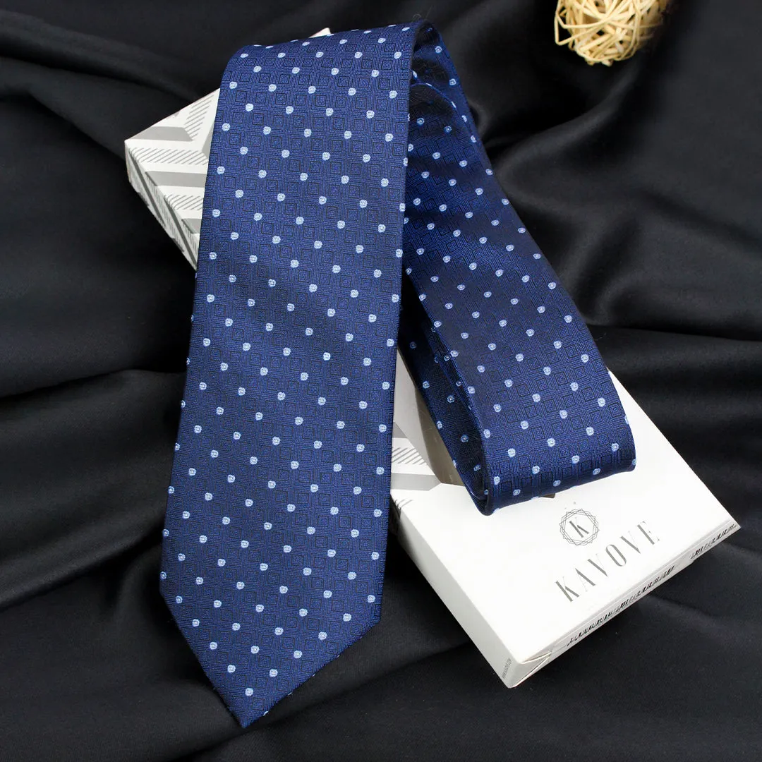 Kovove Classy Blue Polka Dot Neck Tie For Men