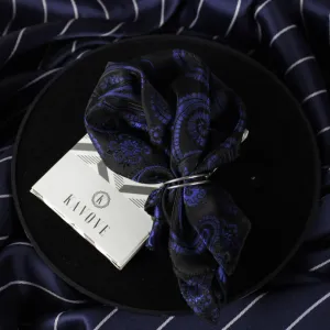 Kovove Elegant Black Paisley Pocket Square For Men